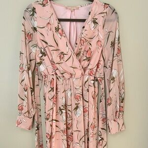 Floral Pink Wrap Maternity Dress